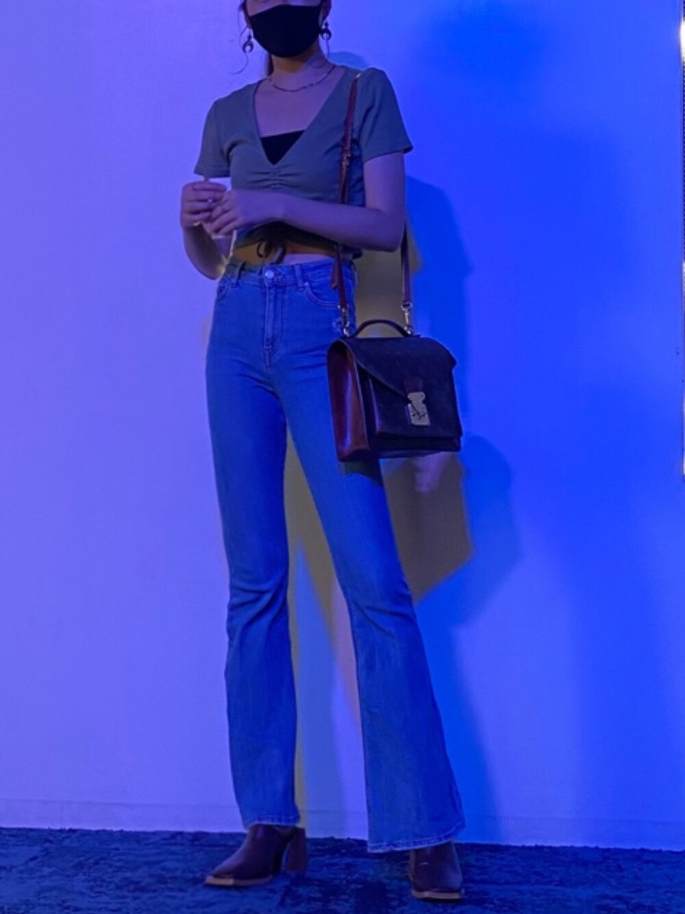 「ZARAのアイテム（Tシャツ/カットソー、グリーン系）」を使った、小鳥さん（レディース・171cm）の夏コーディネートの1枚目の写真