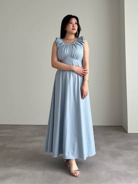「UR'S（ユアーズ）の2wayネックAラインワンピース（ワンピース、ブルー系）」を使った、ur'sさん（レディース・155cm）の春コーディネート