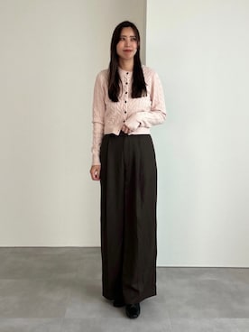 「UR'S（ユアーズ）のミニケーブルニットカーディガン（カーディガン/ボレロ、ピンク系）」を使った、ur'sさん（レディース・158cm）の夏コーディネート