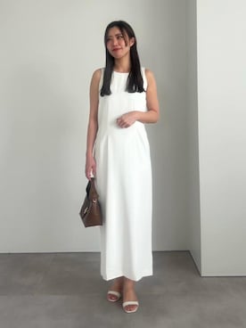 「UR'S（ユアーズ）のウエストシェイプノースリーブワンピース（ワンピース、ホワイト系）」を使った、ur'sさん（レディース・168cm）の春コーディネート