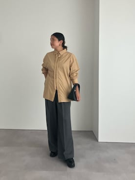 「UR'S（ユアーズ）の美シルエットワンタックワイドパンツ（その他パンツ）」を使った、ur'sさん（レディース・158cm）の秋コーディネート
