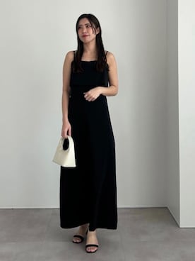 「UR'S（ユアーズ）のフレアトップキャミソールワンピース（ワンピース、ブラック系）」を使った、ur'sさん（レディース・168cm）の春コーディネート