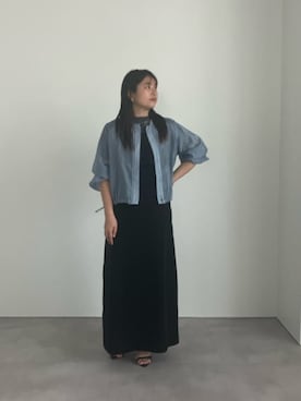 「UR'S（ユアーズ）のフレアトップキャミソールワンピース（ワンピース、ブラック系）」を使った、ur'sさん（レディース・158cm）の春コーディネート