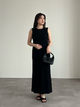 「UR'S（ユアーズ）の2Pレイヤードワンピース（ワンピース、ブラック系）」を使った、ur'sさん（レディース・168cm）の春コーディネート