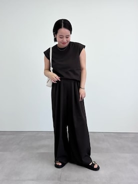 「オフィスカジュアル」｜「アイテム（Tシャツ/カットソー、ブラウン系）」を使った、ur'sさん（レディース・153cm）の夏コーディネート