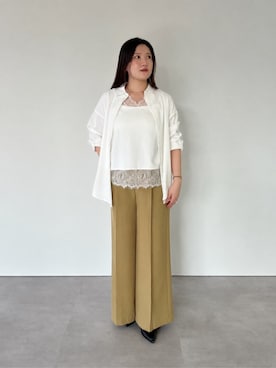 「UR'S（ユアーズ）のサイドスリットベーシックシャツ（シャツ/ブラウス、ホワイト系）」を使った、ur'sさん（レディース・158cm）の夏コーディネート