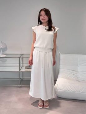 「UR'S（ユアーズ）の4.5cmヒールノットサンダル（サンダル、ホワイト系）」を使った、ur'sさん（レディース・168cm）の春コーディネート