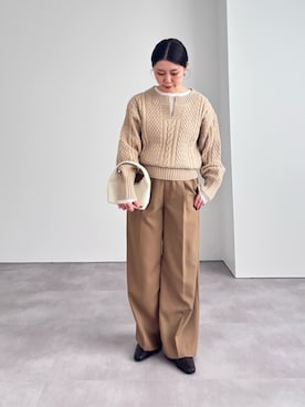 「アイテム（パンツ、イエロー系）」を使った、ur'sさん（レディース・154cm）の秋コーディネート