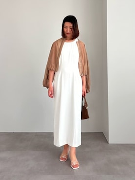 「UR'S（ユアーズ）の4.5cmヒールノットサンダル（サンダル、ホワイト系）」を使った、ur'sさん（レディース・158cm）の春コーディネート