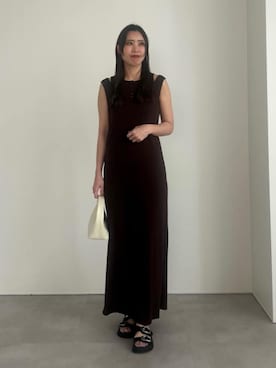 「UR'S（ユアーズ）の2Pレイヤードワンピース（ワンピース、ブラウン系）」を使った、ur'sさん（レディース・168cm）の春コーディネート