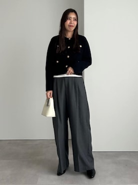 「アイテム（ノーカラージャケット）」を使った、ur'sさん（レディース・168cm）の秋コーディネート