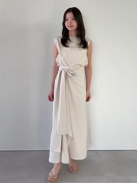 「UR'S（ユアーズ）のトップス×ラップスカートセットアップ（セットアップ、ホワイト系）」を使った、ur'sさん（レディース・168cm）の春コーディネート