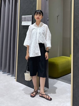 「アイテム（チュニック、ホワイト系）」を使った、みくみょんさん（レディース・159cm）の夏コーディネート