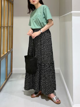 「ティアードスカート」｜「アイテム（アナログ腕時計）」を使った、みくみょんさん（レディース・159cm）の夏コーディネート