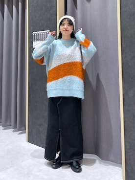 「ウエストゴム」｜「アイテム（ニットキャップ/ビーニー）」を使った、みくみょんさん（レディース・159cm）の冬コーディネート