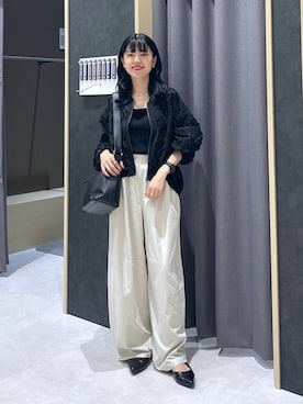 「LEPSIM（レプシィム）のイージーコクーンワイドパンツ　499926（その他パンツ）」を使った、みくみょんさん（レディース・159cm）の秋コーディネート