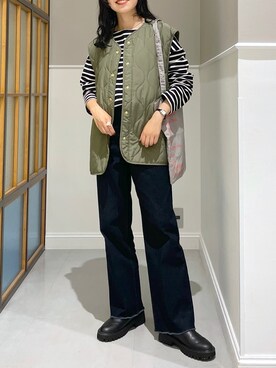 「キルティングベスト」｜「アイテム（その他アウター）」を使った、みくみょんさん（レディース・159cm）の秋コーディネート