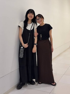 「LEPSIM（レプシィム）のスラブラップスカート　1043495（スカート、ブラウン系）」を使った、みくみょんさん（レディース・159cm）の夏コーディネート