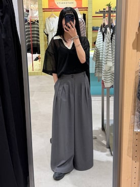 「LEPSIM（レプシィム）の3タックパンツ　646560（その他パンツ、グレー系）」を使った、みくみょんさん（レディース・159cm）の春コーディネート