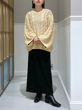 「ボリュームニット」｜「アイテム（アクセサリー）」を使った、みくみょんさん（レディース・159cm）の秋コーディネート