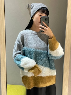 「アイテム（ニットキャップ/ビーニー、グレー系）」を使った、みくみょんさん（レディース・159cm）の冬コーディネート