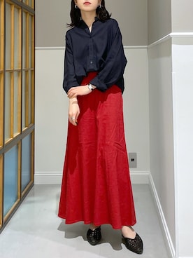 「Aラインスカート」｜「アイテム（アナログ腕時計）」を使った、みくみょんさん（レディース・159cm）の春コーディネート