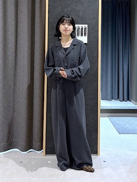 「LEPSIM（レプシィム）のツイルオールインワン　1023643（つなぎ/オールインワン、グレー系）」を使った、みくみょんさん（レディース・159cm）の秋コーディネート