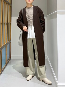 「LEPSIM」｜「アイテム（ノーカラーコート）」を使った、みくみょんさん（レディース・159cm）の冬コーディネート