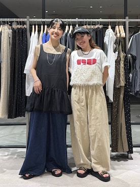 「LEPSIM（レプシィム）のステンレスボリュームチェーンネックレス　1023642（ネックレス、シルバー系）」を使った、みくみょんさん（レディース・159cm）の夏コーディネート