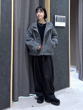 「LEPSIM（レプシィム）の裾ボタンイージーパンツAW　1066525（その他パンツ、ブラック系）」を使った、みくみょんさん（レディース・159cm）の秋コーディネート
