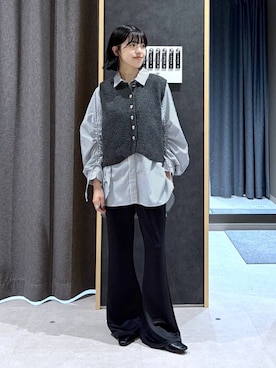 「LEPSIM（レプシィム）の《un STANDARD by LEPSIM》袖シャーリングシャツ　1051932（シャツ/ブラウス、その他）」を使った、みくみょんさん（レディース・159cm）の秋コーディネート