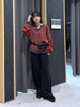 「LEPSIM（レプシィム）のミニフリルスウェットパンツ　1063895（スウェットパンツ、ブラック系）」を使った、みくみょんさん（レディース・159cm）の秋コーディネート