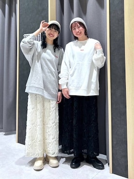 「ウエストゴム」｜「アイテム（ニットキャップ/ビーニー）」を使った、みくみょんさん（レディース・159cm）の冬コーディネート