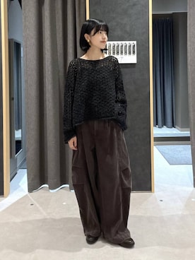 「LEPSIM（レプシィム）のヴィンテージコーデュロイパンツ　1047013（その他パンツ、ブラウン系）」を使った、みくみょんさん（レディース・159cm）の秋コーディネート