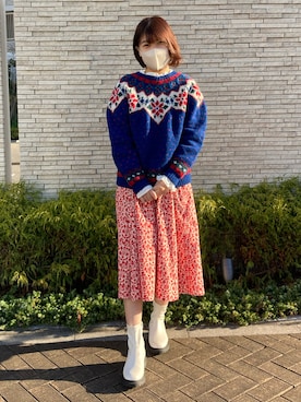 「Eddie Bauer（エディーバウアー）のアイテム（ニット/セーター）」を使った、strawberryさん（レディース・164cm）の冬コーディネート