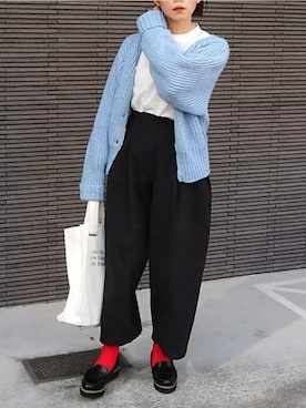 「MERLOT（メルロー）のアイテム（チノパンツ）」を使った、makoouさん（レディース・154cm）の冬コーディネート