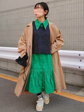 「オーバーサイズコート」｜「アイテム（ハンドバッグ）」を使った、makoouさん（レディース・154cm）の冬コーディネート