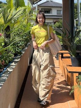 「duei（デュイ）のミニビーズネックレス（ネックレス、ブラック系）」を使った、Sefumiさん（レディース・170cm）の秋コーディネート
