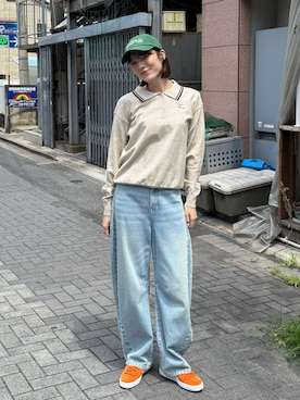「PUMA（プーマ）のPUMA プーマ ユニセックス スウェード クラシック スニーカー（スニーカー、オレンジ系）」を使った、Sefumiさん（レディース・170cm）の夏コーディネート