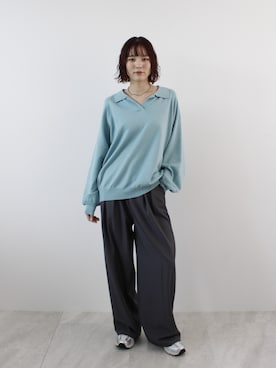 「ABYS（アビス）のアイテム（ニット/セーター、ブルー系）」を使った、Sefumiさん（レディース・170cm）の春コーディネート