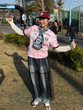 「thisisneverthat（ディスイズネバーザット）のアイテム（キャップ）」を使った、Sefumiさん（レディース・170cm）の春コーディネート