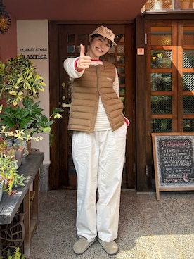 「usedのアイテム（キャップ、ホワイト系）」を使った、Sefumiさん（レディース・170cm）の春コーディネート