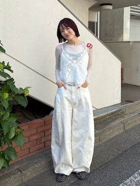 「ZARA（ザラ）のアイテム（トップス、ホワイト系）」を使った、Sefumiさん（レディース・170cm）の夏コーディネート