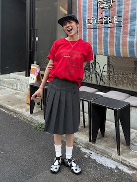 「Supreme （シュプリーム）のアイテム（キャップ、ブラック系）」を使った、Sefumiさん（レディース・170cm）の秋コーディネート