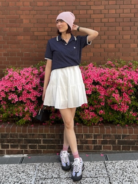 「OVERRIDE（オーバーライド）のアイテム（ニットキャップ/ビーニー）」を使った、Sefumiさん（レディース・170cm）の夏コーディネート