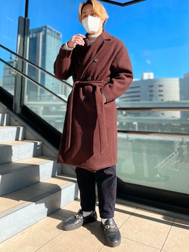 「neos（ネオス）のアイテム（トレンチコート）」を使った、LEOさん（メンズ・165cm）の冬コーディネート