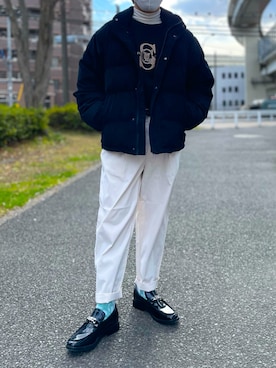 「improves（インプローブス）のアイテム（スラックス）」を使った、LEOさん（メンズ・165cm）の冬コーディネート