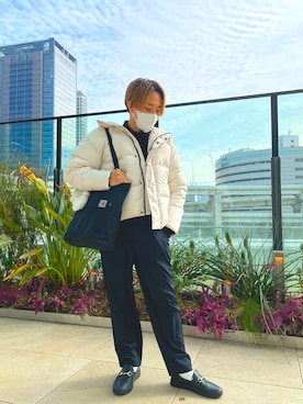 「improves（インプローブス）のアイテム（スラックス）」を使った、LEOさん（メンズ・165cm）の冬コーディネート
