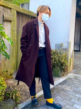 「neos（ネオス）のアイテム（トレンチコート）」を使った、LEOさん（メンズ・165cm）の冬コーディネート