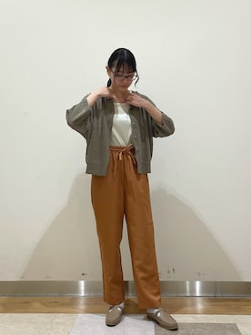 「Samansa Mos2 blue（サマンサモスモスブルー）のアイテム（パンツ、オレンジ系）」を使った、りんさん（レディース・159cm）の夏コーディネート